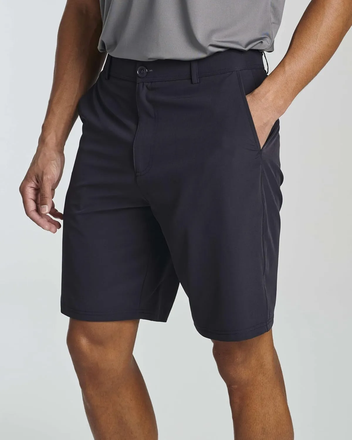 Real Essentials 3 Pack: Mens 9" Golf Shorts Pockets - Flat Front Casual Work Workout Active Hiking Sport