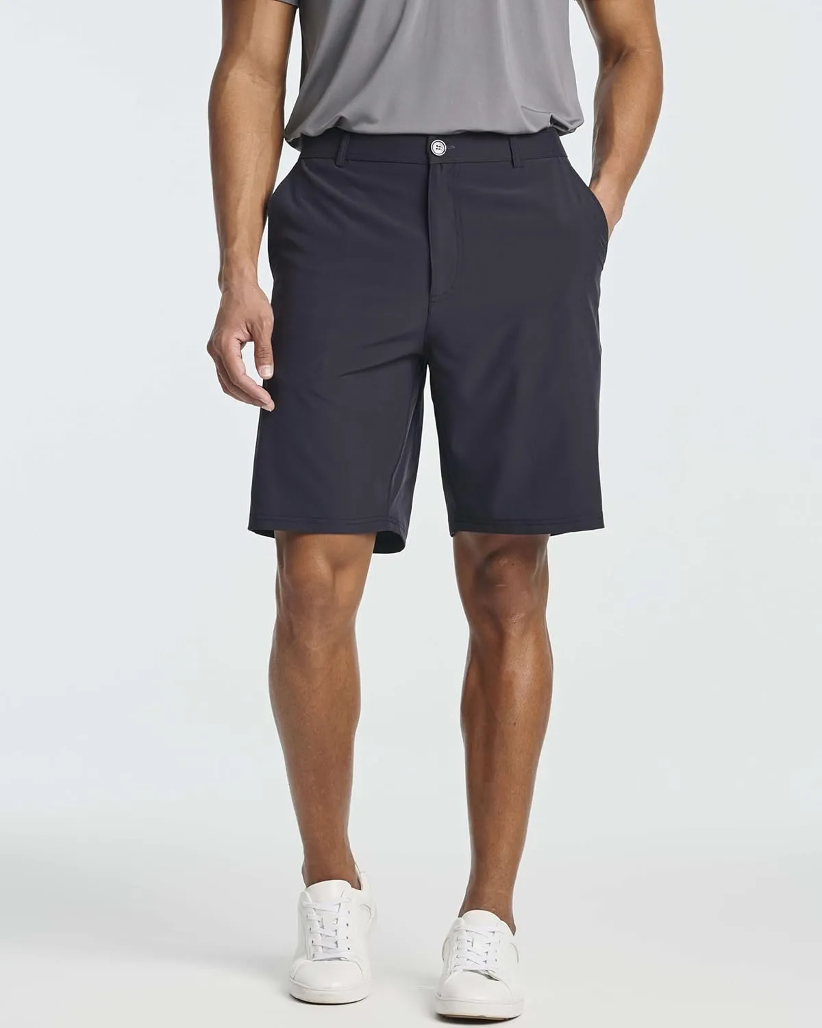 Real Essentials 3 Pack: Mens 9" Golf Shorts Pockets - Flat Front Casual Work Workout Active Hiking Sport