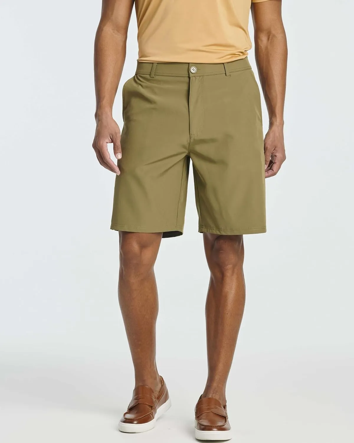 Real Essentials 3 Pack: Mens 9" Golf Shorts Pockets - Flat Front Casual Work Workout Active Hiking Sport