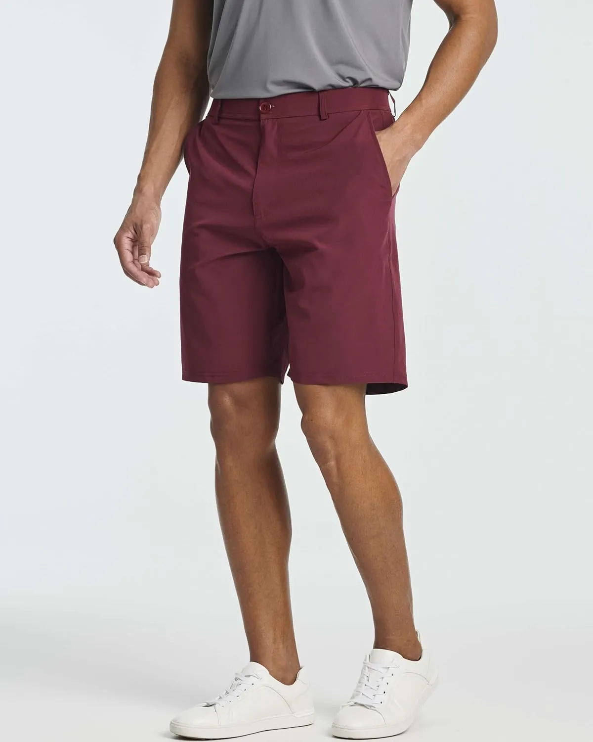 Real Essentials 3 Pack: Mens 9" Golf Shorts Pockets - Flat Front Casual Work Workout Active Hiking Sport