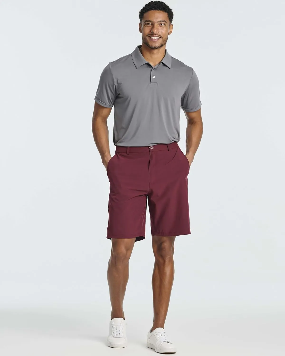 Real Essentials 3 Pack: Mens 9" Golf Shorts Pockets - Flat Front Casual Work Workout Active Hiking Sport
