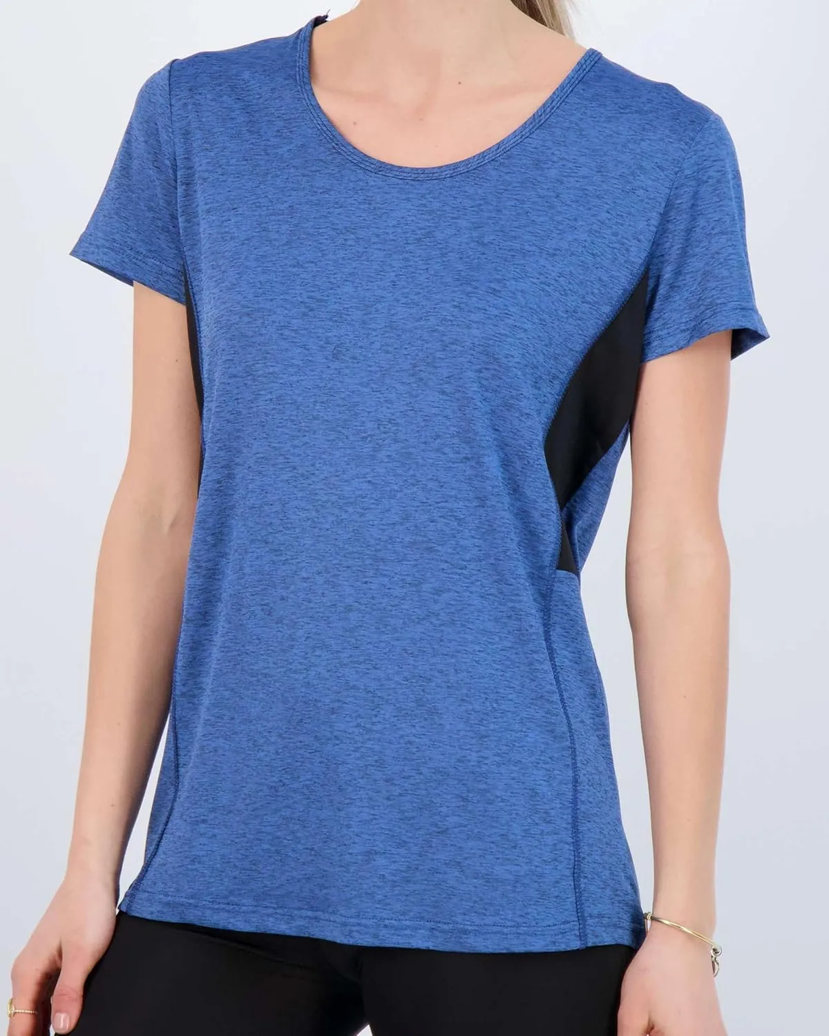 Real Essentials 5 Pack: Women's Dry Fit Tech Stretch Short-Sleeve Crew Neck Athletic T-Shirt (Available in Plus Size)