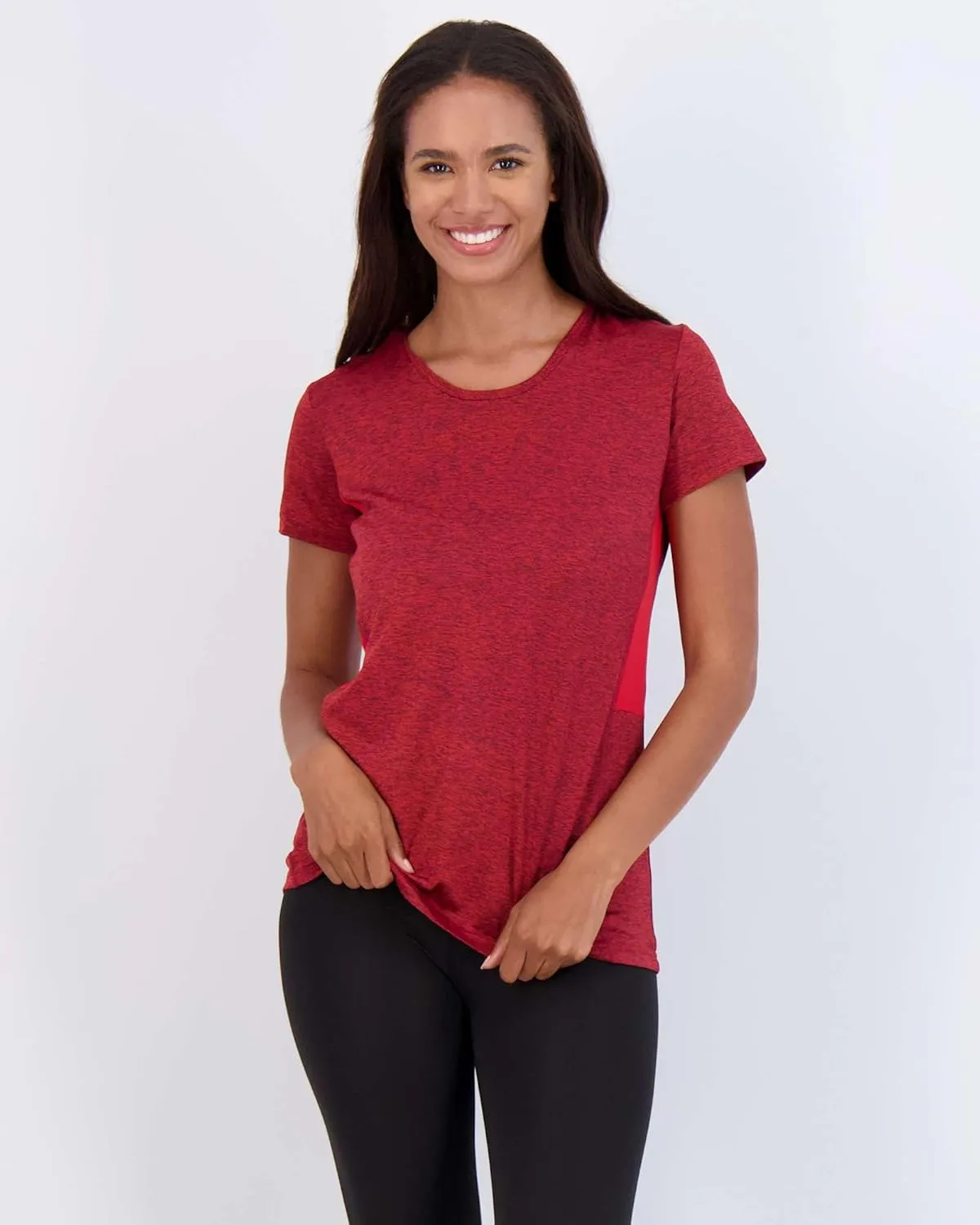 Real Essentials 5 Pack: Women's Dry Fit Tech Stretch Short-Sleeve Crew Neck Athletic T-Shirt (Available in Plus Size)