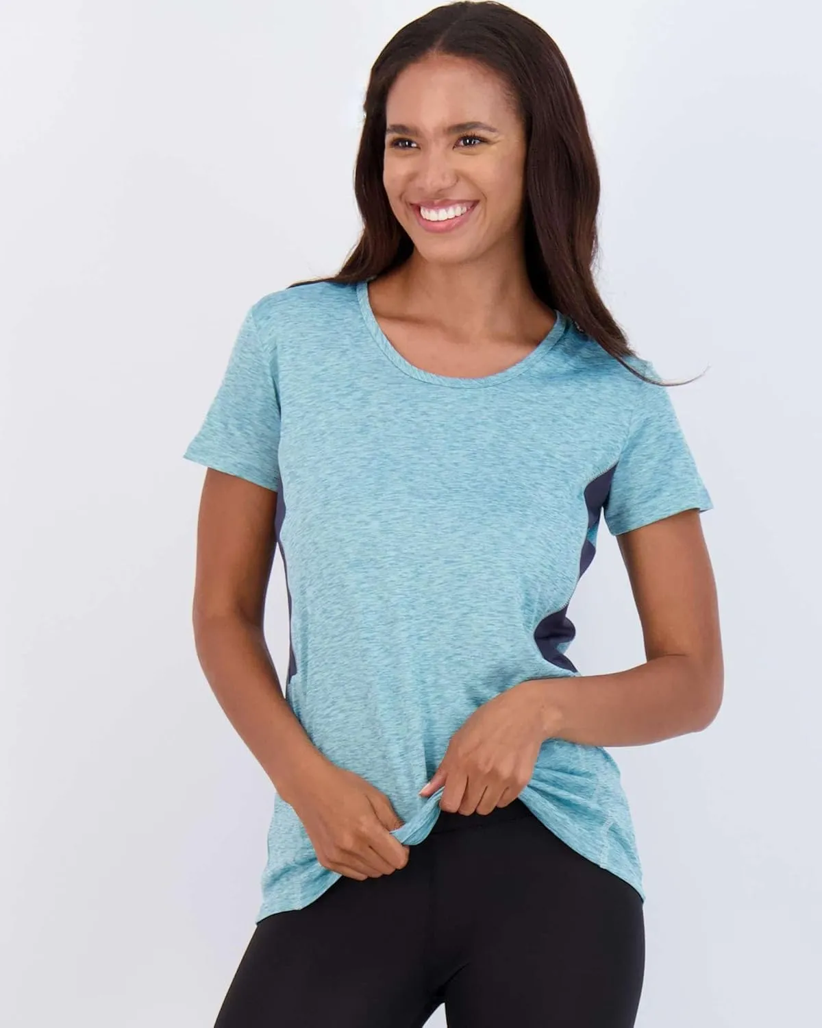 Real Essentials 5 Pack: Women's Dry Fit Tech Stretch Short-Sleeve Crew Neck Athletic T-Shirt (Available in Plus Size)