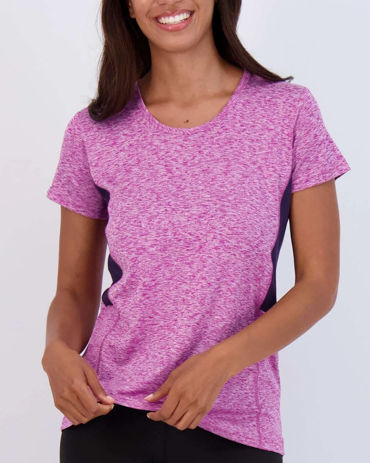 Real Essentials 5 Pack: Women's Dry Fit Tech Stretch Short-Sleeve Crew Neck Athletic T-Shirt (Available in Plus Size)