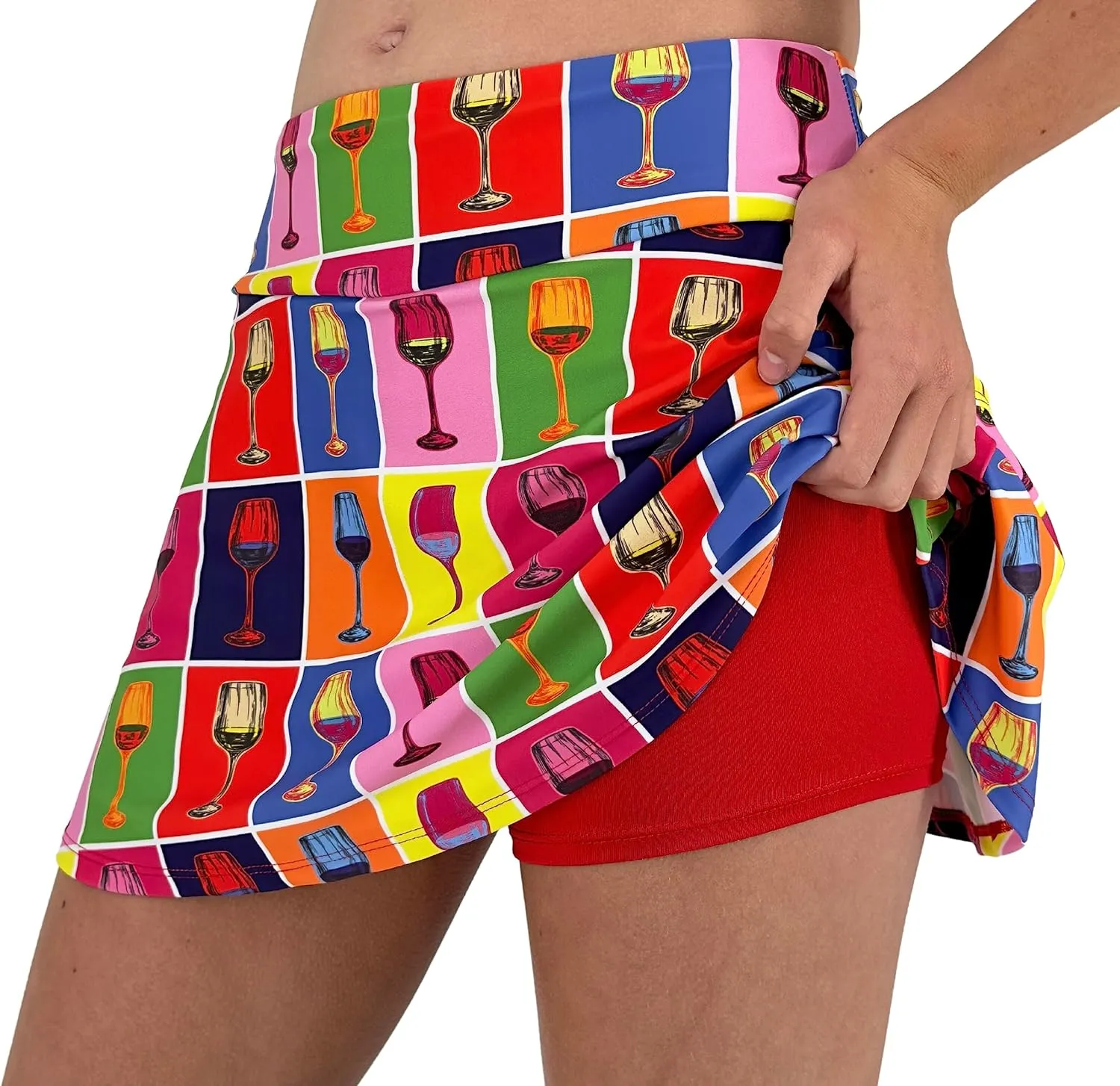Red Winehol Performance Tennis Skirt | Pickleball Skort | Athletic Skirt with Red Shorts