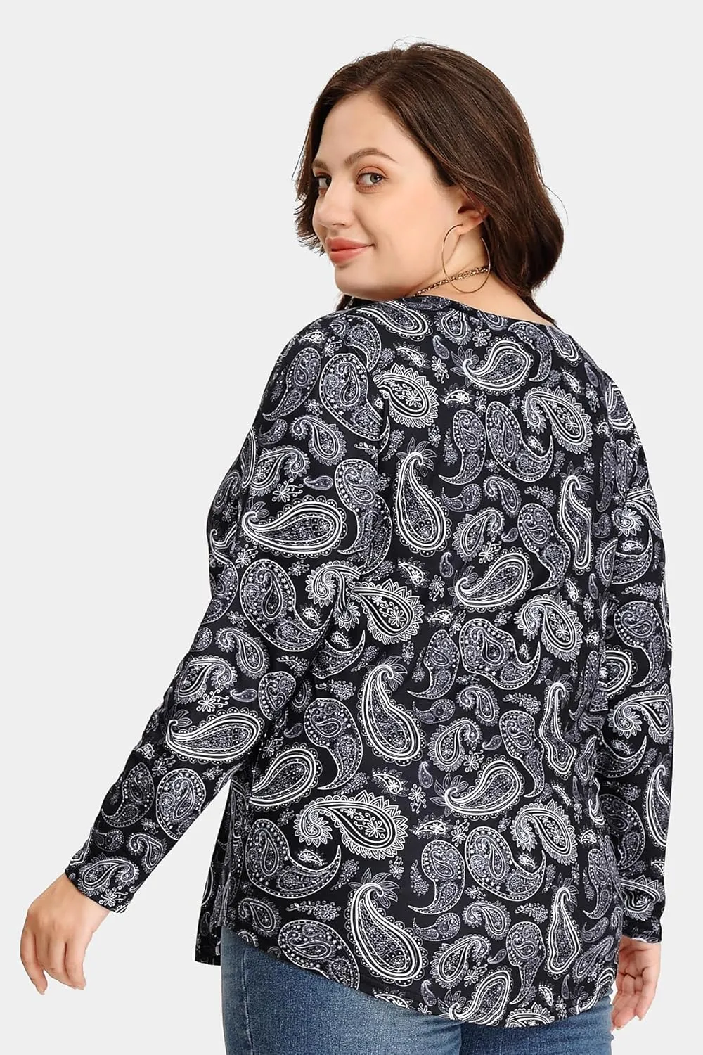 RITERA Plus Size Tops for Women Long Sleeve T-Shirt Cowl Neck Casual Blouses Fall Winter Tunics