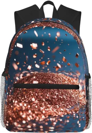 rose gold glitter Print Lightweight and Fashionable,Backpack,Lightweight Laptop Bag,Casual,High School College