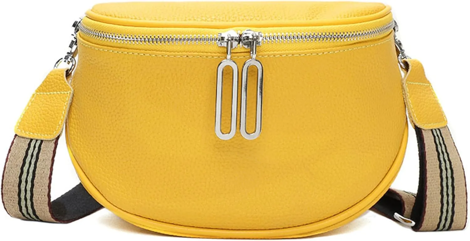 Saddle Shoulder Bag for Women Genuine Leather Fashion Crossbody Small Handbag Purse Clutch with Wide Strapbag2275OWOISS