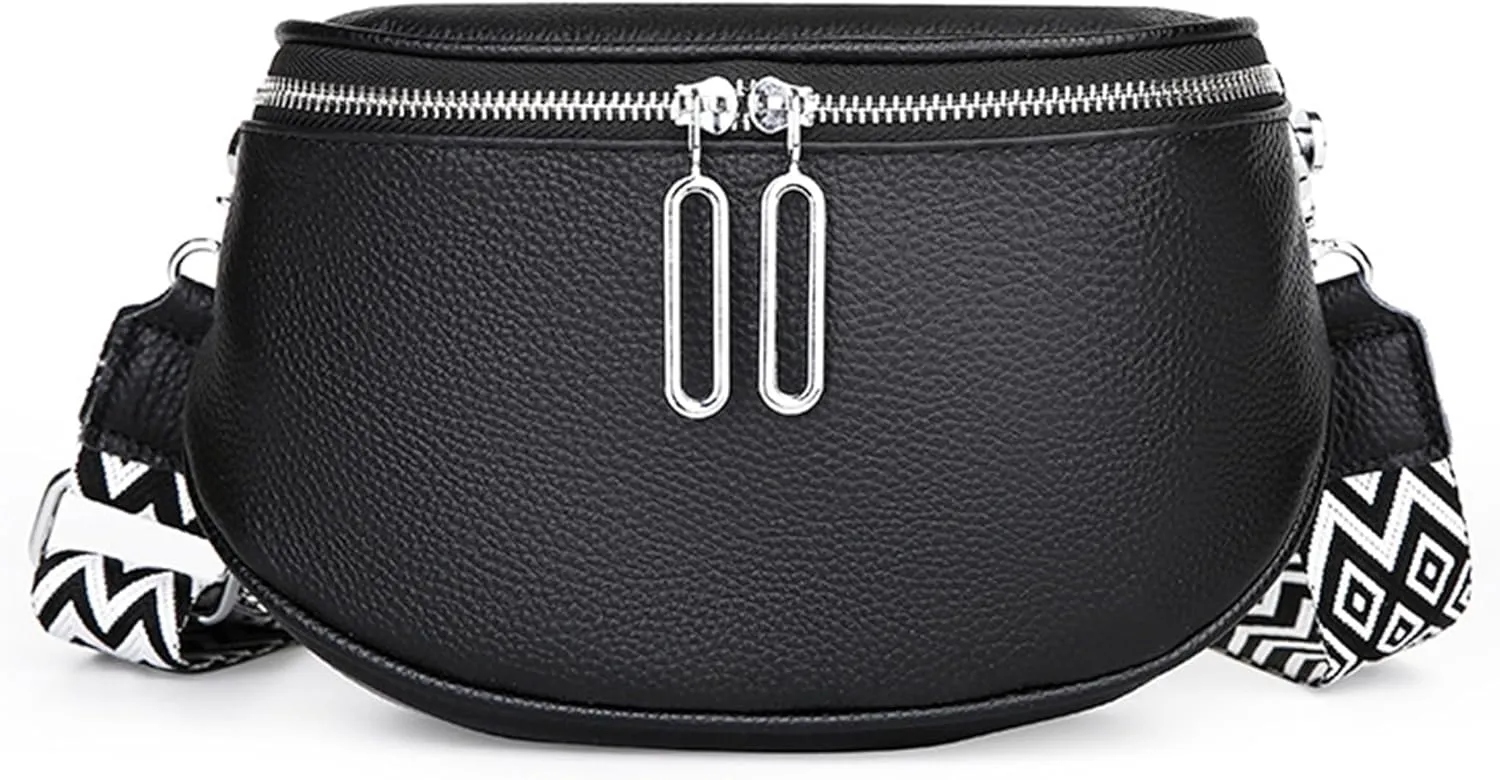 Saddle Shoulder Bag for Women Genuine Leather Fashion Crossbody Small Handbag Purse Clutch with Wide Strapbag2279OWOISS