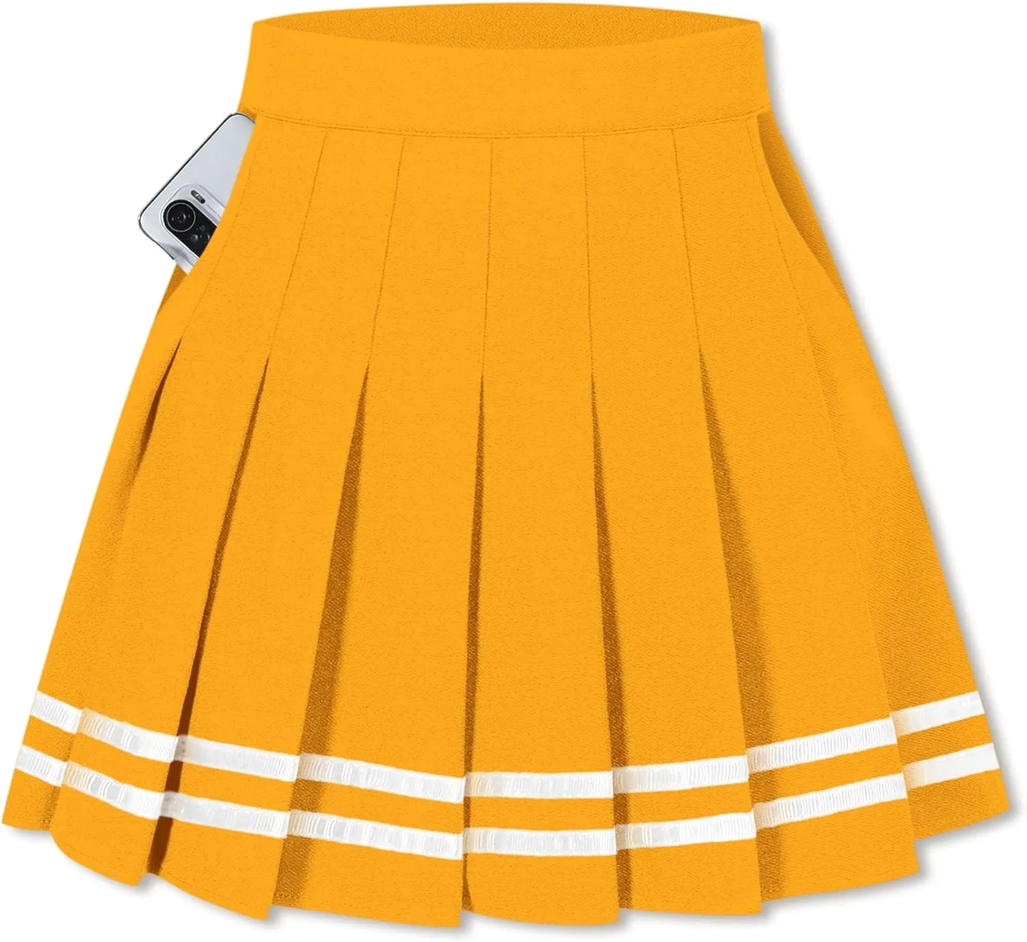 SANGTREE Women Girls Pleated Skirts with Shorts, Elastic Waist Uniform Plus Size Tennis Casual Skirt, 2 Years - US 4XL