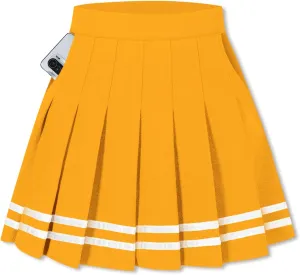 SANGTREE Women Girls Pleated Skirts with Shorts, Elastic Waist Uniform Plus Size Tennis Casual Skirt, 2 Years - US 4XL