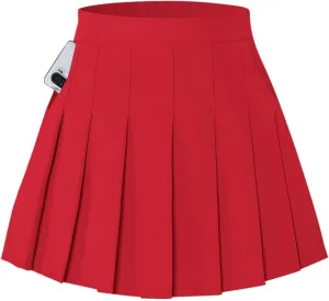 SANGTREE Women Girls Pleated Skirts with Shorts, Elastic Waist Uniform Plus Size Tennis Casual Skirt, 2 Years - US 4XL