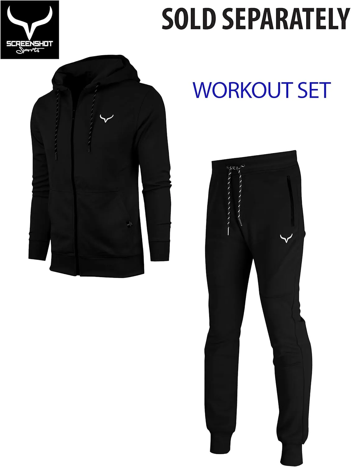 SCREENSHOT Sports Men's Gym Workout Full-Zip Hooded Active Sweatshirt