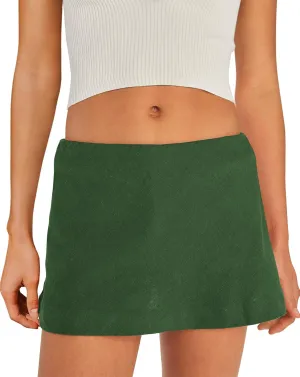 SENSERISE Womens Cotton Linen Skorts Mini Skirt with Shorts Underneath Short A Line Skirts Summer Beach Outfits