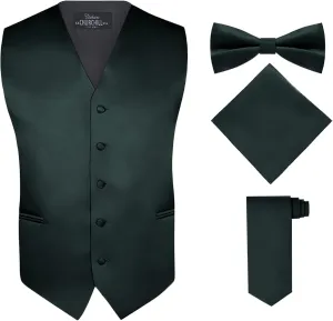 S.H. Churchill & Co. Men's 4 Piece Vest Set, with Bow Tie, Neck Tie & Pocket Hankie