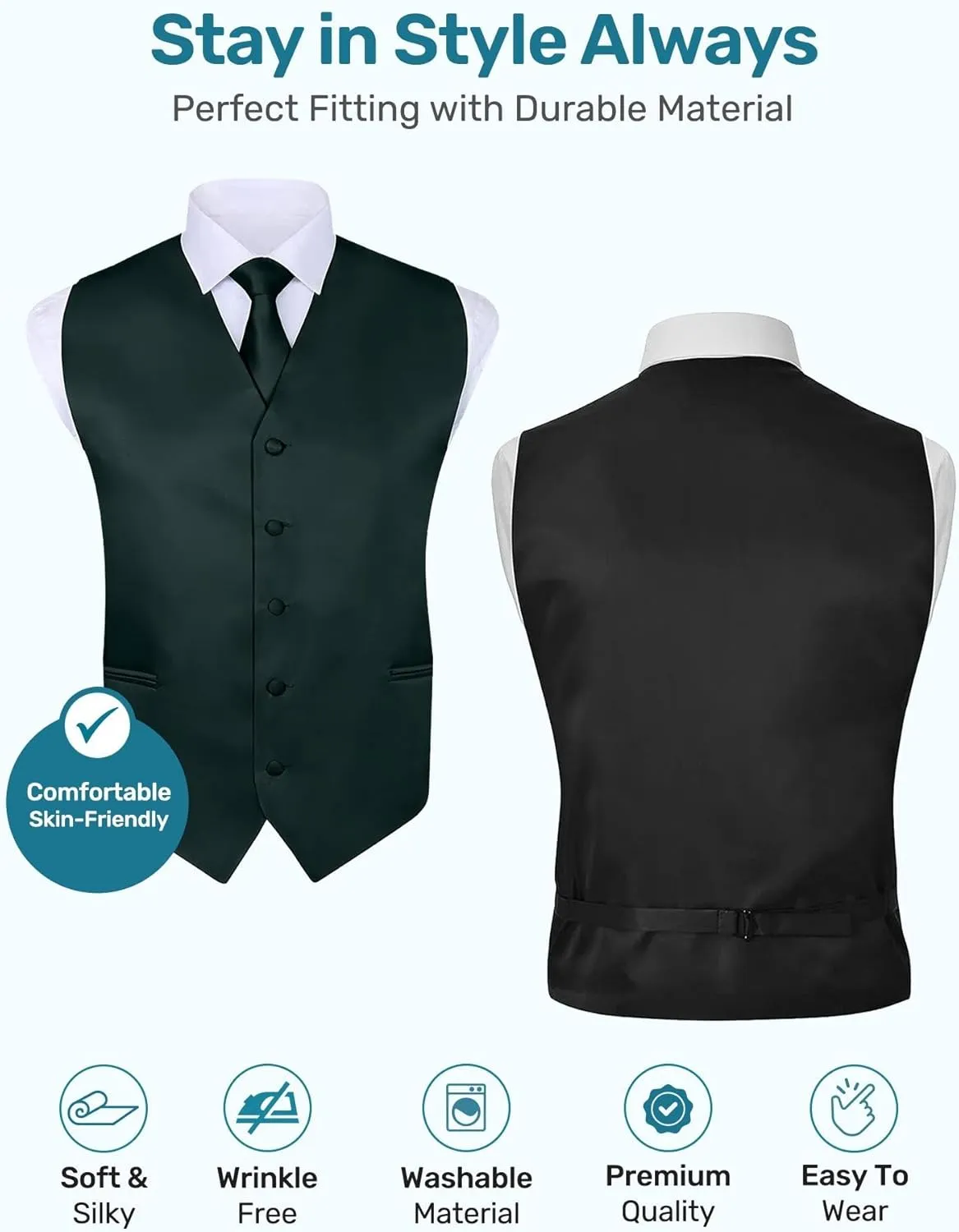 S.H. Churchill & Co. Men's 4 Piece Vest Set, with Bow Tie, Neck Tie & Pocket Hankie