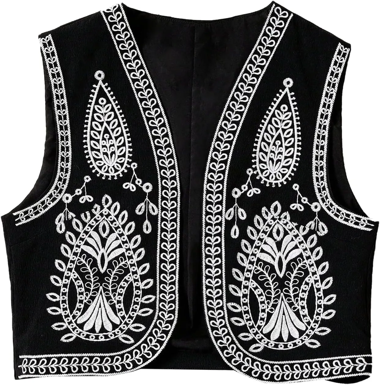 SHENHE Women's Tribal Print Embroidered Vest Sleeveless Open Front Jacket Vest Western Outfit