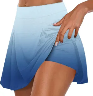 Skirts for Women Trendy Gradient Workout Sports Skirt Tummy Control Skirt Elastic High Waisted Casual Mini Skirt