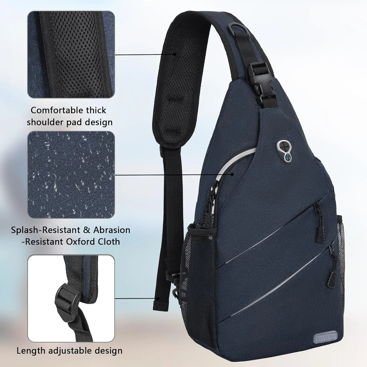 Sling Backpack, Crossbody Backpack Multipurpose Chest Bag for Men and Women Blue