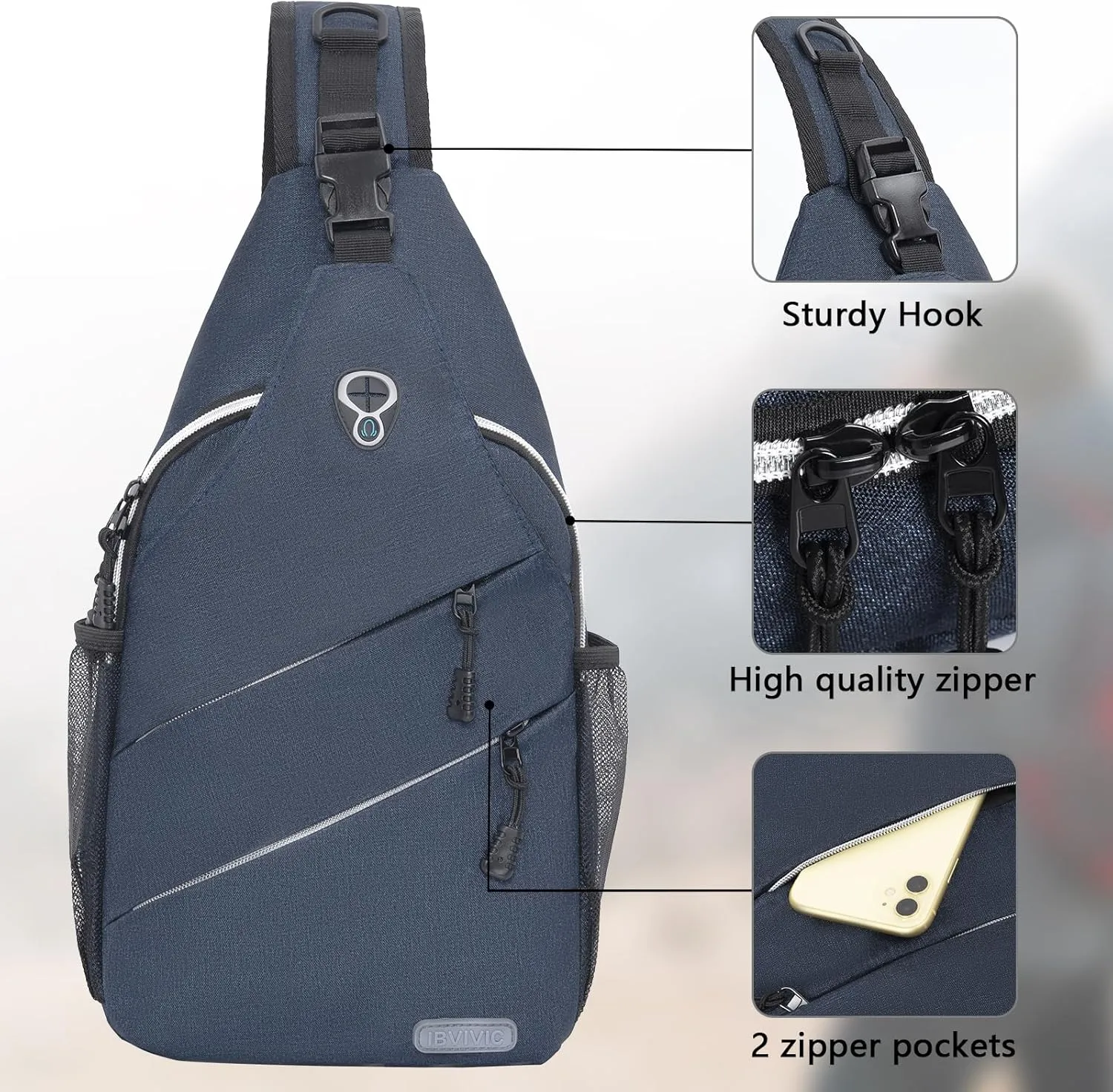 Sling Backpack, Crossbody Backpack Multipurpose Chest Bag for Men and Women Blue