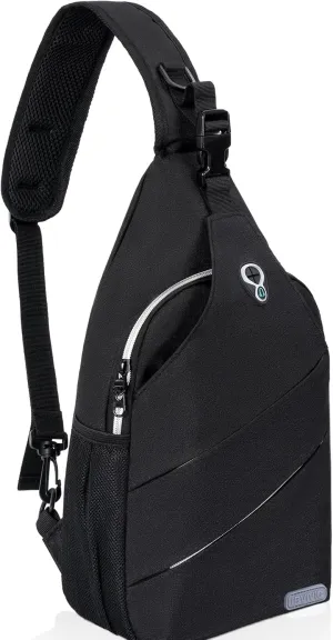 Sling Backpack for Men Women, Crossbody Bags Travel Hiking Chest Bag with Adjustable Shoulder Strap (Black)