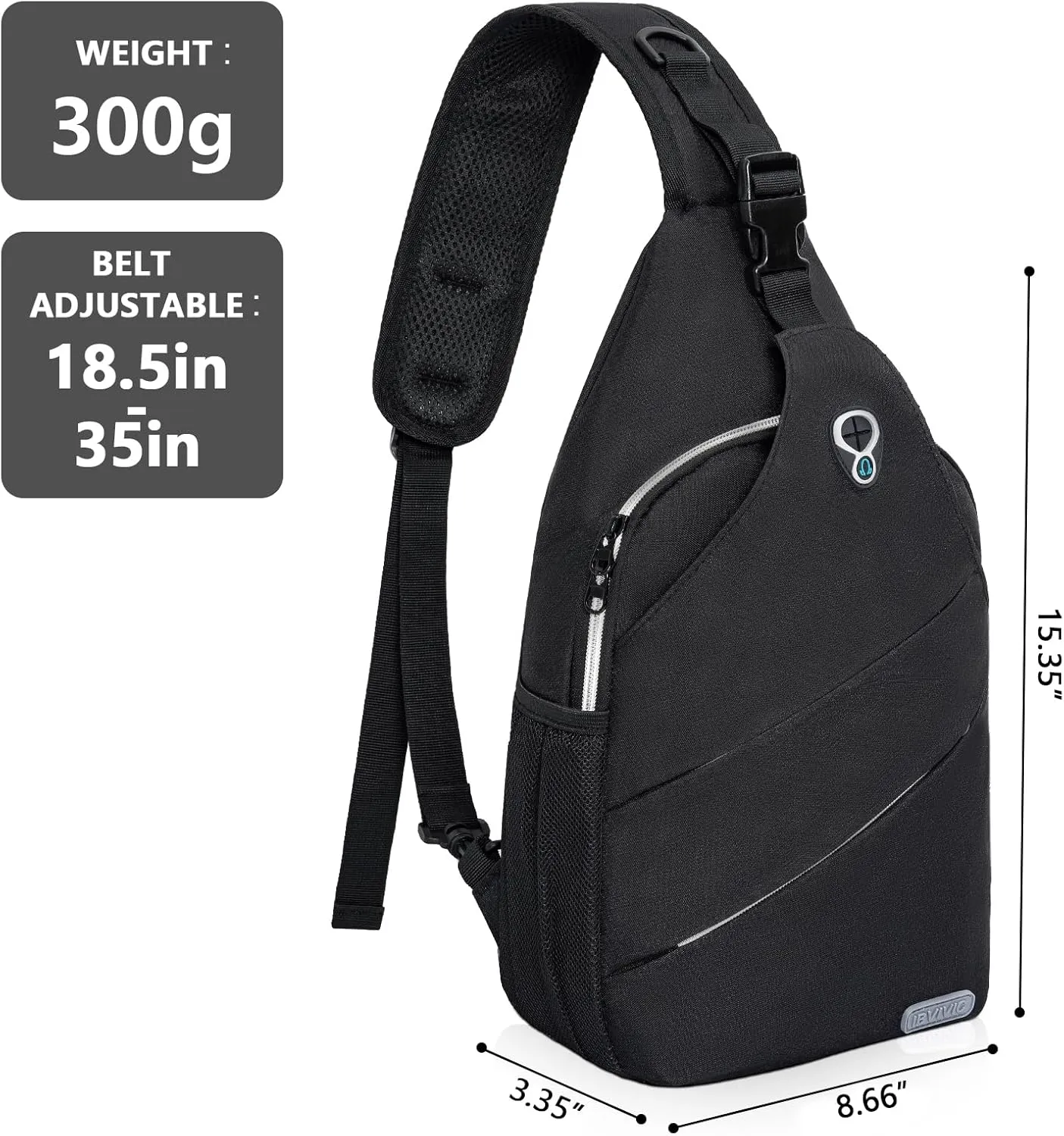 Sling Backpack for Men Women, Crossbody Bags Travel Hiking Chest Bag with Adjustable Shoulder Strap (Black)