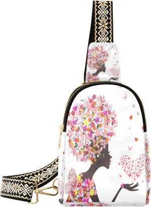 Small Sling Bag Waist Packs Leather Crossbody Packs Chest Bag Butterfly Women for Women Travel Belt Purse