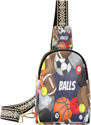 Small Sling Bag Waist Packs Leather Crossbody Packs Chest Bag Sports Soccer Football Volleyball Basketball for Women Travel Belt Purse