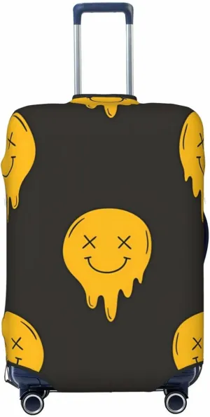Spandex Travel Luggage Cover Suitcase Protector Bag,Melting Face Funky Doodle Retro Dust-Proof Fits 18-32 Inch Luggage, Baggage Covers For Kid And Adult,X-Large
