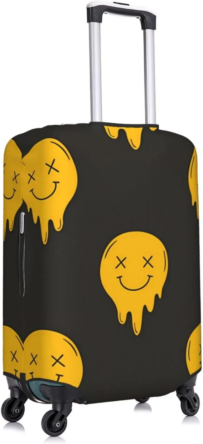 Spandex Travel Luggage Cover Suitcase Protector Bag,Melting Face Funky Doodle Retro Dust-Proof Fits 18-32 Inch Luggage, Baggage Covers For Kid And Adult,X-Large