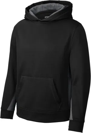 SPORT-TEK Youth Sport-Wick Fleece Colorblock Hooded Pullover YST235