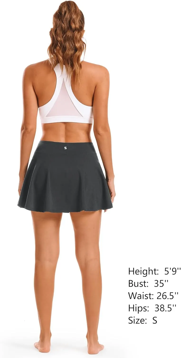 Stelle Women's Tennis Golf Skirts High Waisted with Pockets Inner Shorts for Athletic Skorts Sports Running Pickleball