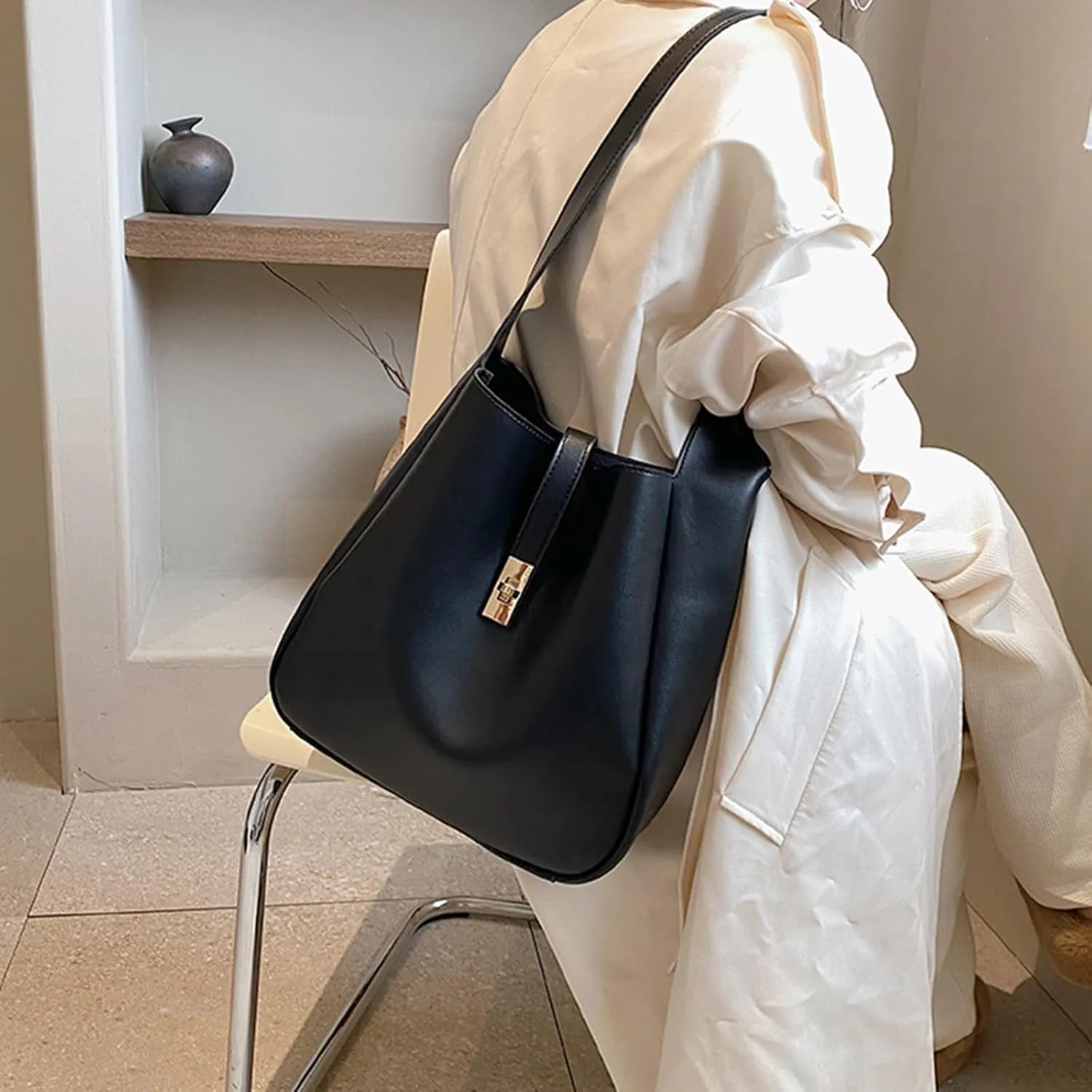 Stylish & Practical Women Shoulder Bag Large Capacity PU Handbag Tote Bag for Daily Commute Shopping & Travel Durable