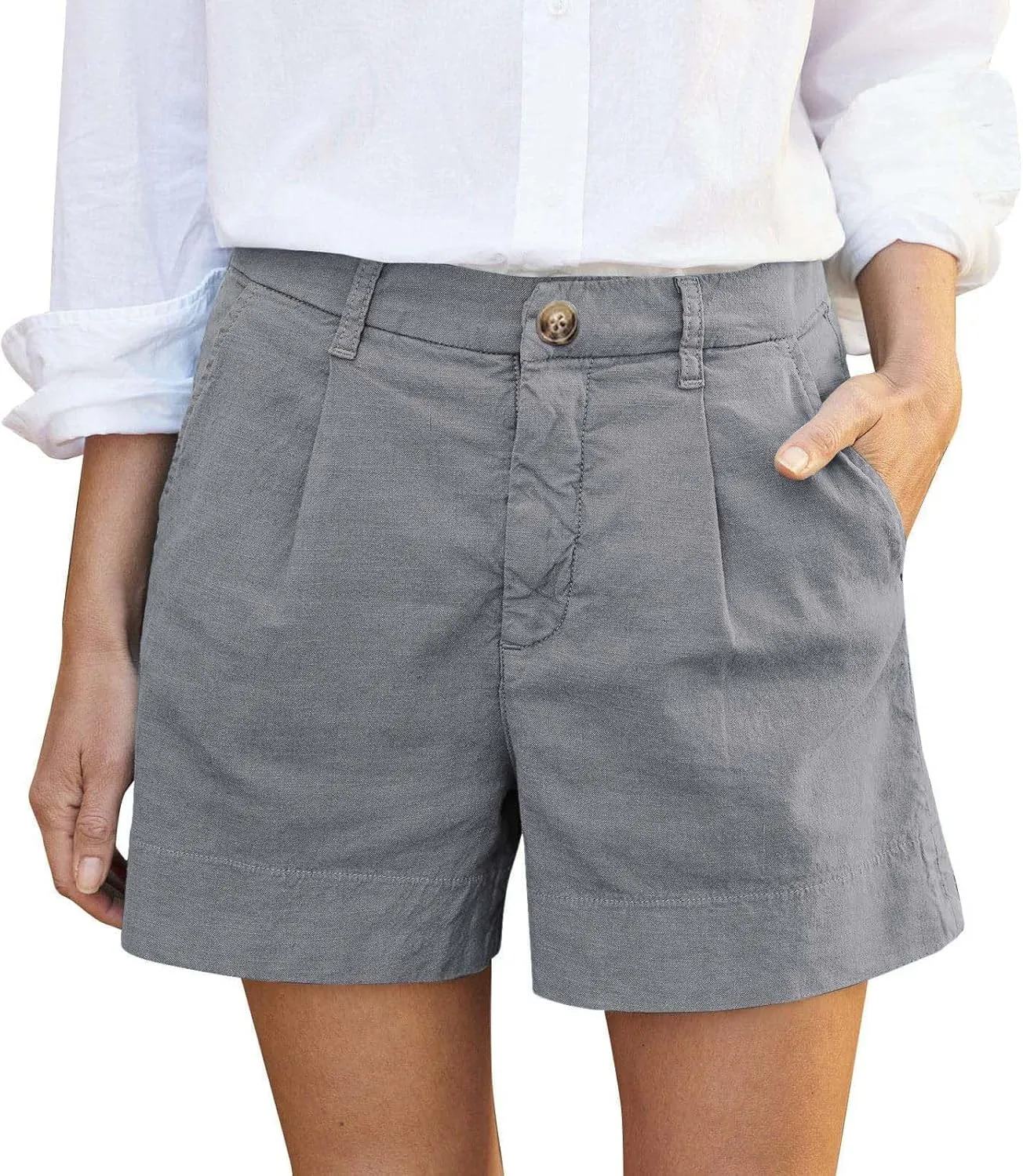 Summer Petite Shorts for Women 2025 Trendy Chino Paper Bag Sailor Short Pants Comfy Stretch Twill Linen Blend Clothes