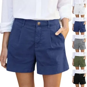Summer Petite Shorts for Women 2025 Trendy Chino Paper Bag Sailor Short Pants Comfy Stretch Twill Linen Blend Clothes