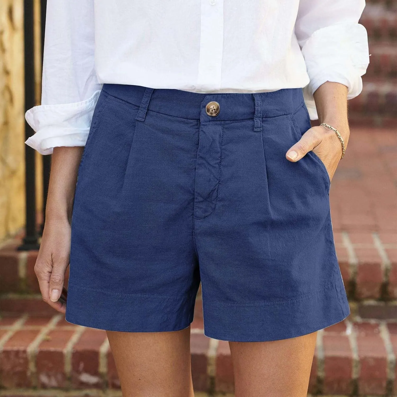 Summer Petite Shorts for Women 2025 Trendy Chino Paper Bag Sailor Short Pants Comfy Stretch Twill Linen Blend Clothes