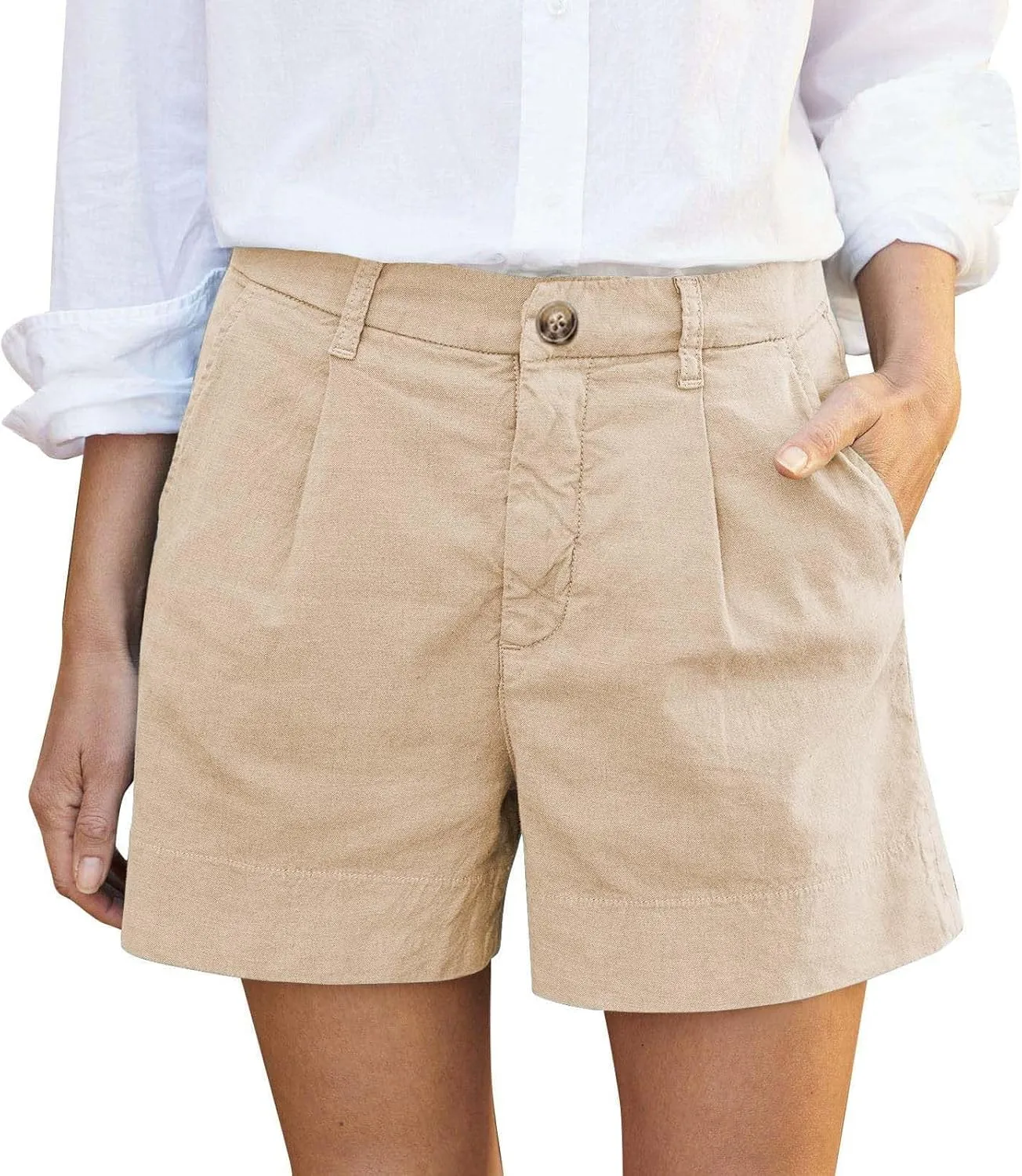 Summer Petite Shorts for Women 2025 Trendy Chino Paper Bag Sailor Short Pants Comfy Stretch Twill Linen Blend Clothes