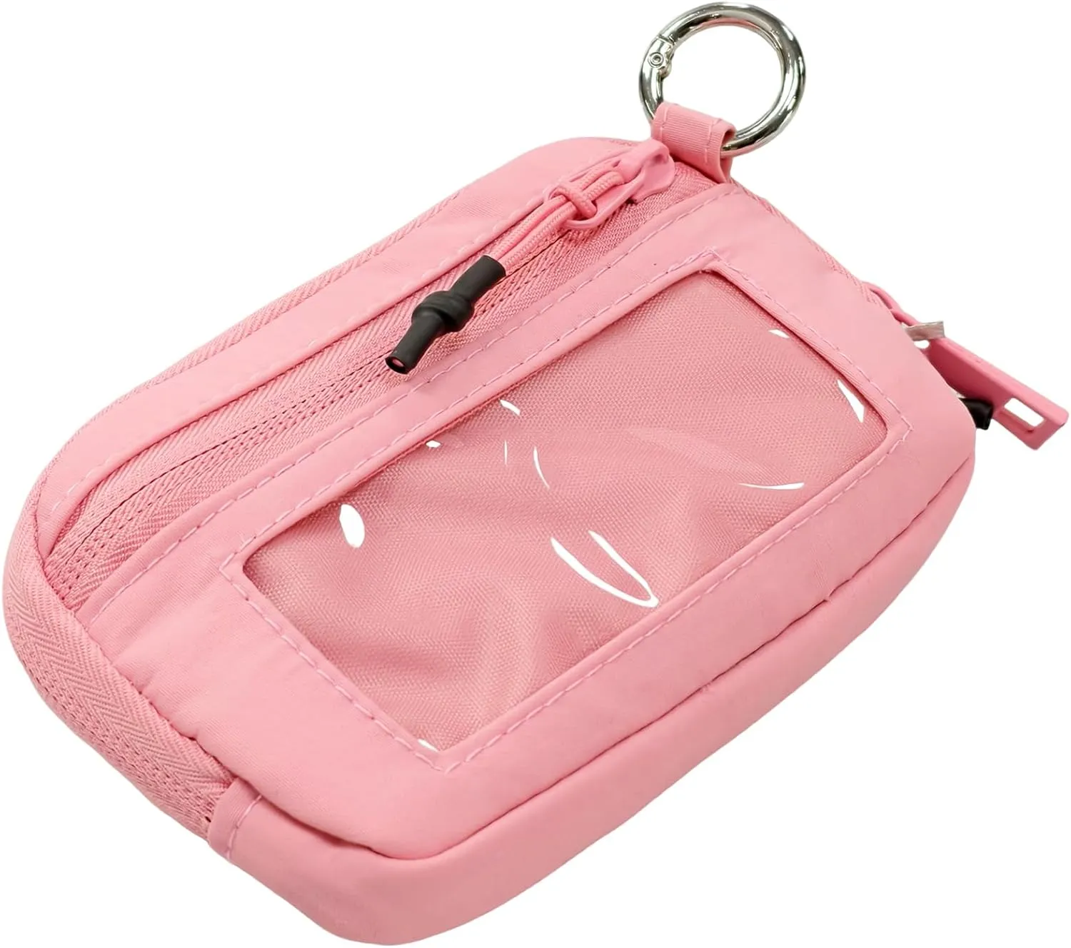 The Iris' Wallet 2nd Gen, 63.6" The Iris Pouch Wristlet, Zippered Card Case With Id Window/Hand strap (Pink)