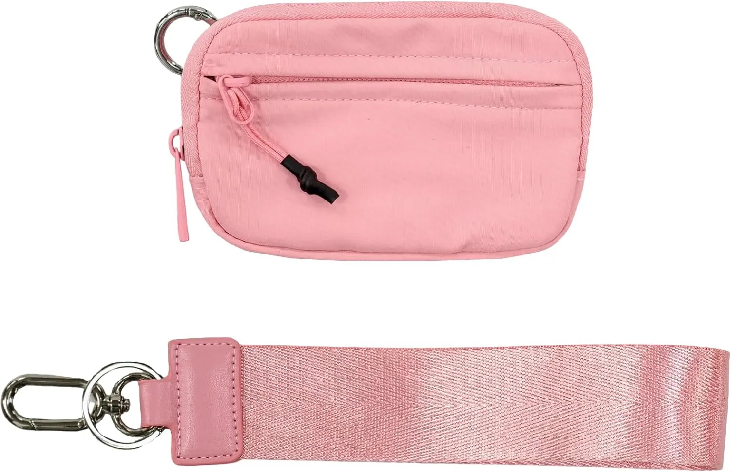 The Iris' Wallet 2nd Gen, 63.6" The Iris Pouch Wristlet, Zippered Card Case With Id Window/Hand strap (Pink)