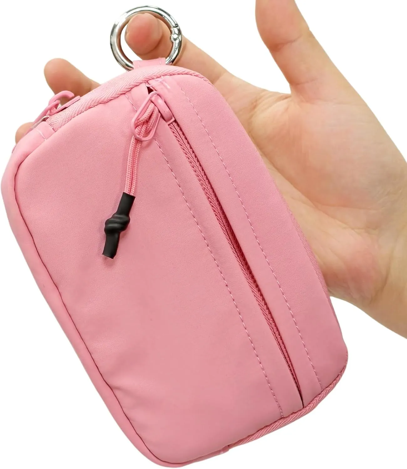 The Iris' Wallet 2nd Gen, 63.6" The Iris Pouch Wristlet, Zippered Card Case With Id Window/Hand strap (Pink)