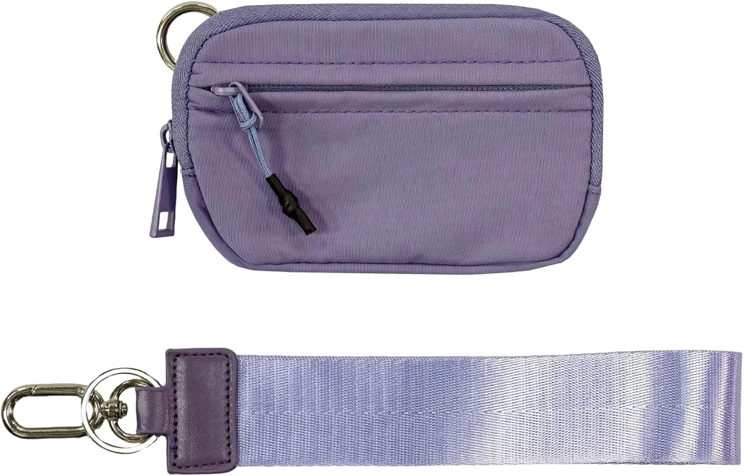 The Iris' Wallet 2nd Gen, 63.6" The Iris Pouch Wristlet, Zippered Card Case With Id Window/Hand strap (purple)