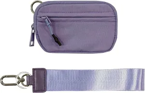 The Iris' Wallet 2nd Gen, 63.6" The Iris Pouch Wristlet, Zippered Card Case With Id Window/Hand strap (purple)