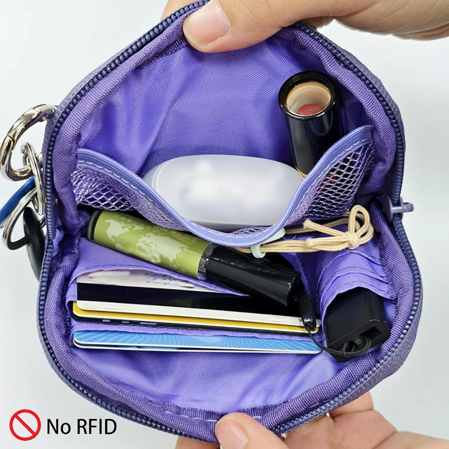 The Iris' Wallet 2nd Gen, 63.6" The Iris Pouch Wristlet, Zippered Card Case With Id Window/Hand strap (purple)