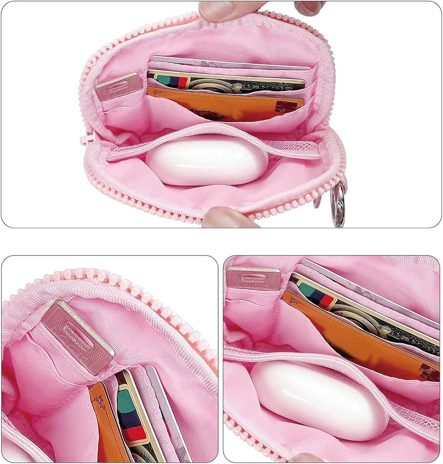 The Iris' Wallet 2nd Gen, The Iris Pouch Wristlet Zip Card Case With ID Window, Women Waterproof Nylon Keychain Wallet (beige plaid)