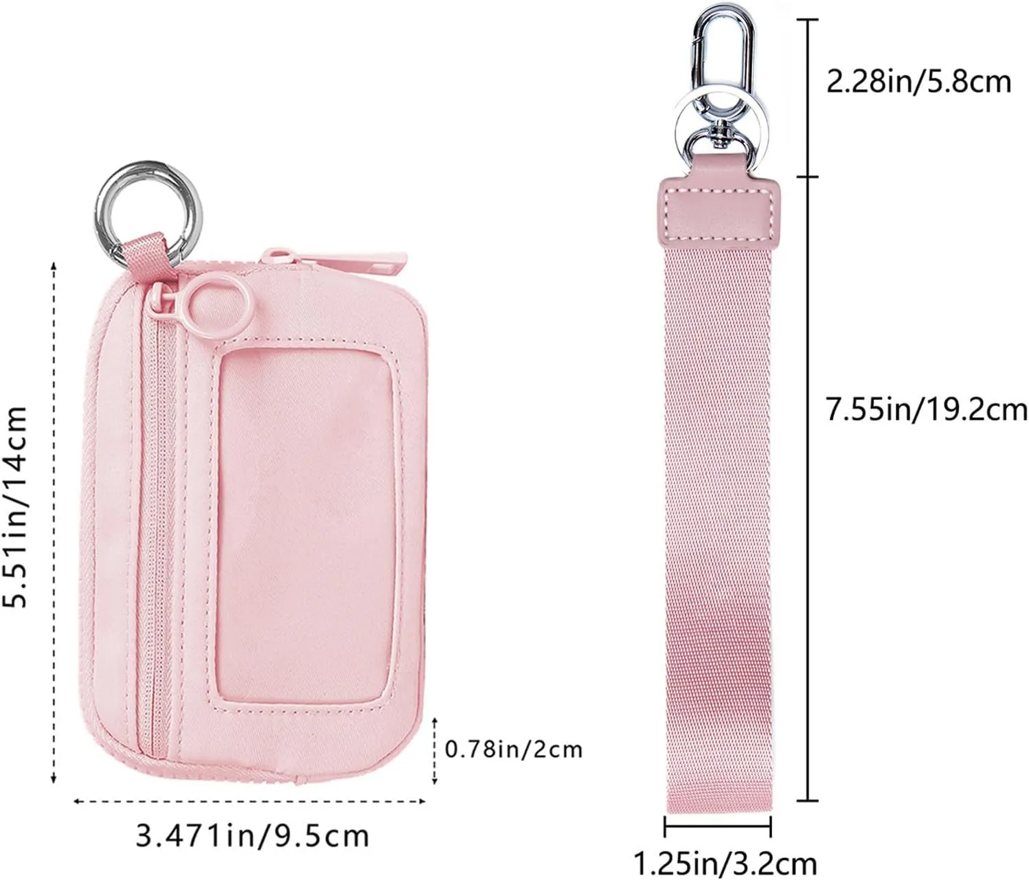 The Iris' Wallet 2nd Gen, The Iris Pouch Wristlet Zip Card Case With ID Window, Women Waterproof Nylon Keychain Wallet (black)