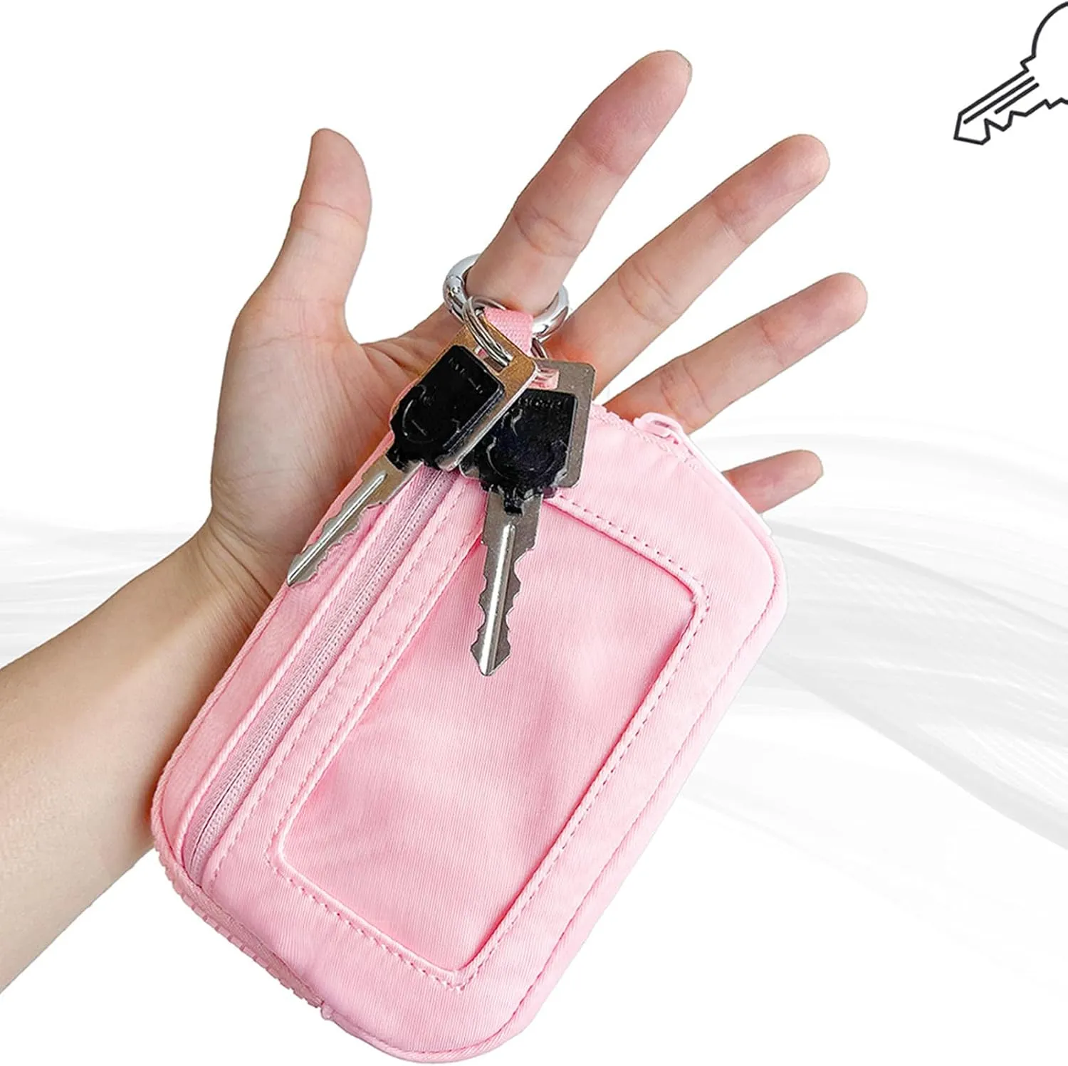 The Iris' Wallet 2nd Gen, The Iris Pouch Wristlet Zip Card Case With ID Window, Women Waterproof Nylon Keychain Wallet (black)