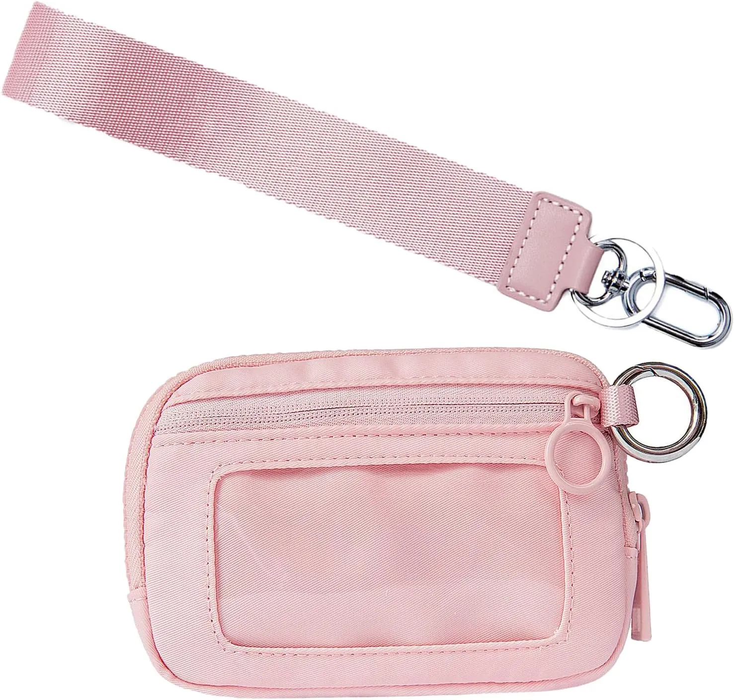The Iris' Wallet 2nd Gen, The Iris Pouch Wristlet Zip Card Case With ID Window, Women Waterproof Nylon Keychain Wallet (pink)