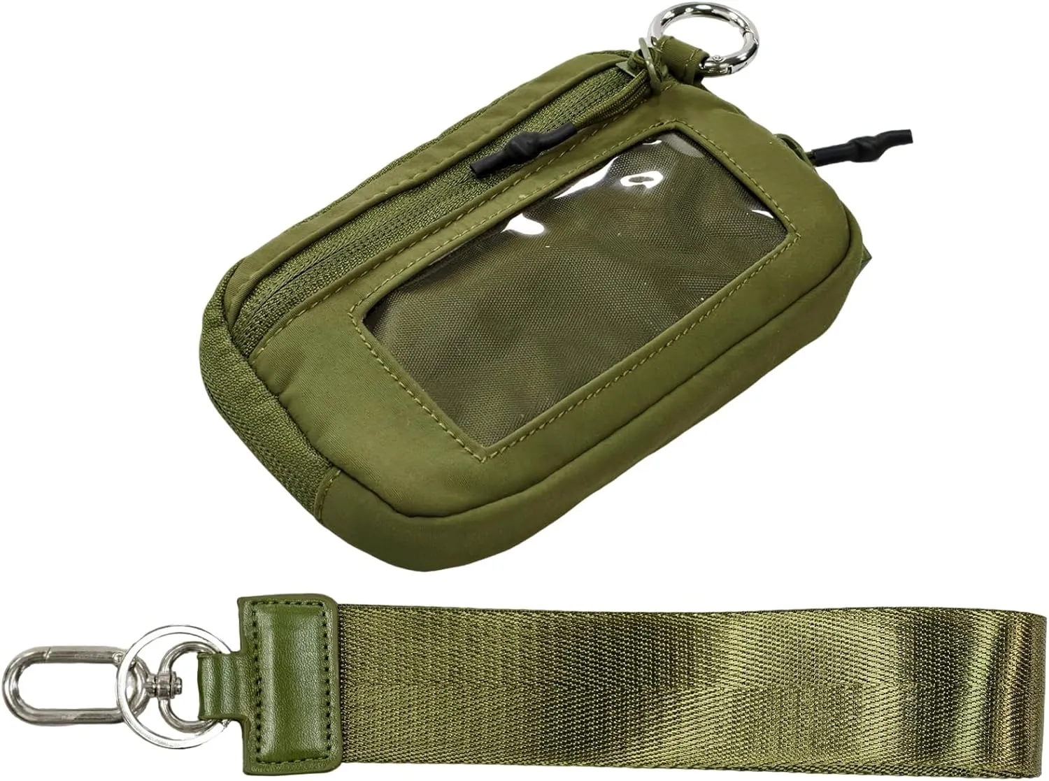 The Iris' Wallet 2nd Gen, The Iris Pouch Wristlet, Zippered Card Case With Id Window/Hand strap, Portable Keychain Wallet (green)