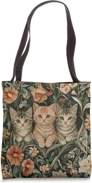 Three Kittens William Morris Style Tapestry Tote Bag